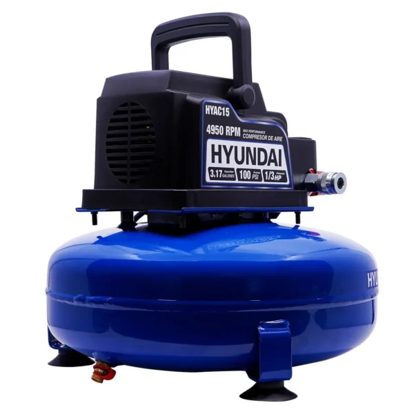 MINI COMPRESOR DE AIRE ELÉCTRICO HYUNDAI 12 LITROS 100PSI/7BAR C/MOTOR 1/3HP - HYAC15 - Imagen 3