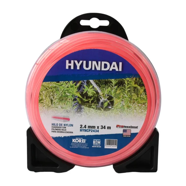 HILO NYLON CUADRADO CON POLIMERO ROJO PARA DESMALEZADORA 2.4MM X 34M - HYNCP2434