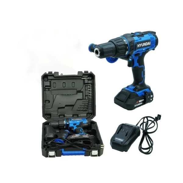 TALADRO DE IMPACTO DE BATERIA HYUNDAI 20V C/ESTUCHE Y ACCESORIOS - HYKCI20