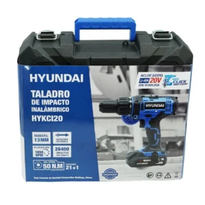 TALADRO DE IMPACTO DE BATERIA HYUNDAI 20V C/ESTUCHE Y ACCESORIOS – HYKCI20