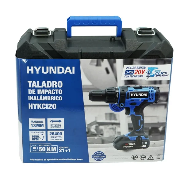 TALADRO DE IMPACTO DE BATERIA HYUNDAI 20V C/ESTUCHE Y ACCESORIOS - HYKCI20 - Imagen 2