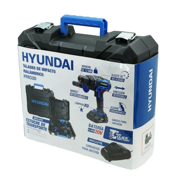 TALADRO DE IMPACTO DE BATERIA HYUNDAI 20V C/ESTUCHE Y ACCESORIOS - HYKCI20 - Imagen 3