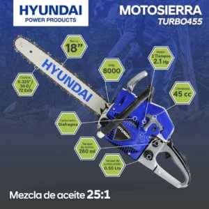 MOTOSIERRA HYUNDAI RANCH 18 PULGADAS – TURBO455