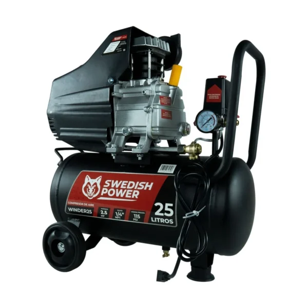 COMPRESOR DE AIRE SWEDISH HUSKY POWER 25 LITROS 2.5 HP C/MANGUERA Y PISTOLA - WINDER25 - Imagen 3